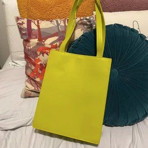 BAGGU Moss Green Medium Leather Retail Tote